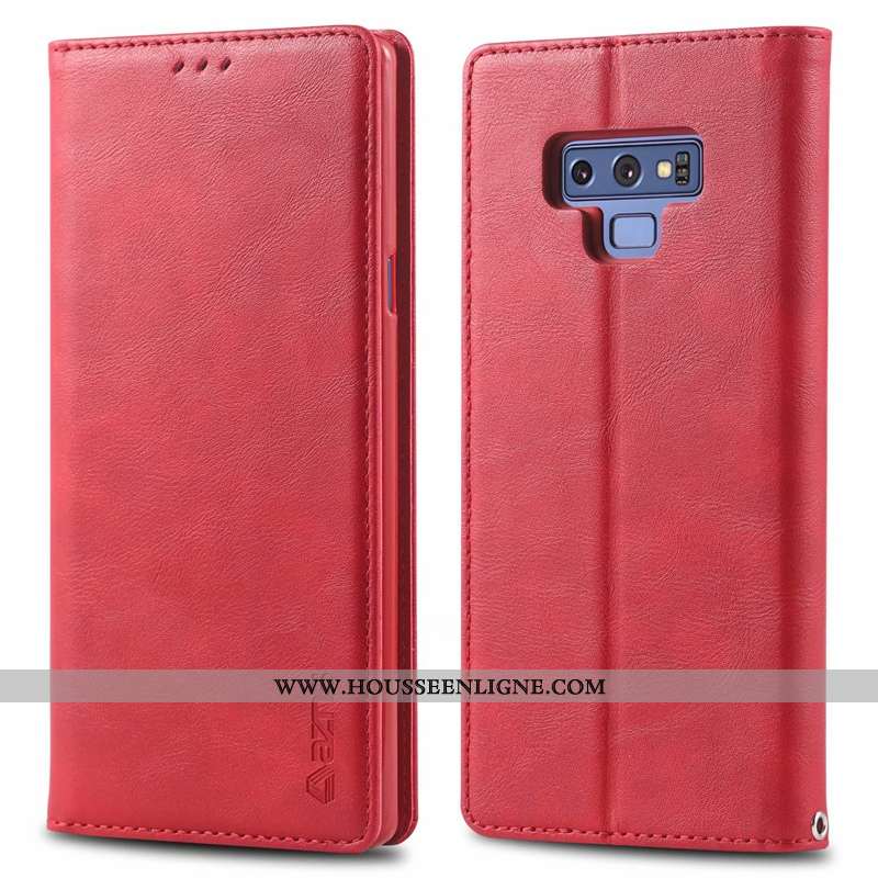 Coque Samsung Galaxy Note 9 Cuir Silicone Étoile Étui Incassable Clamshell Marron
