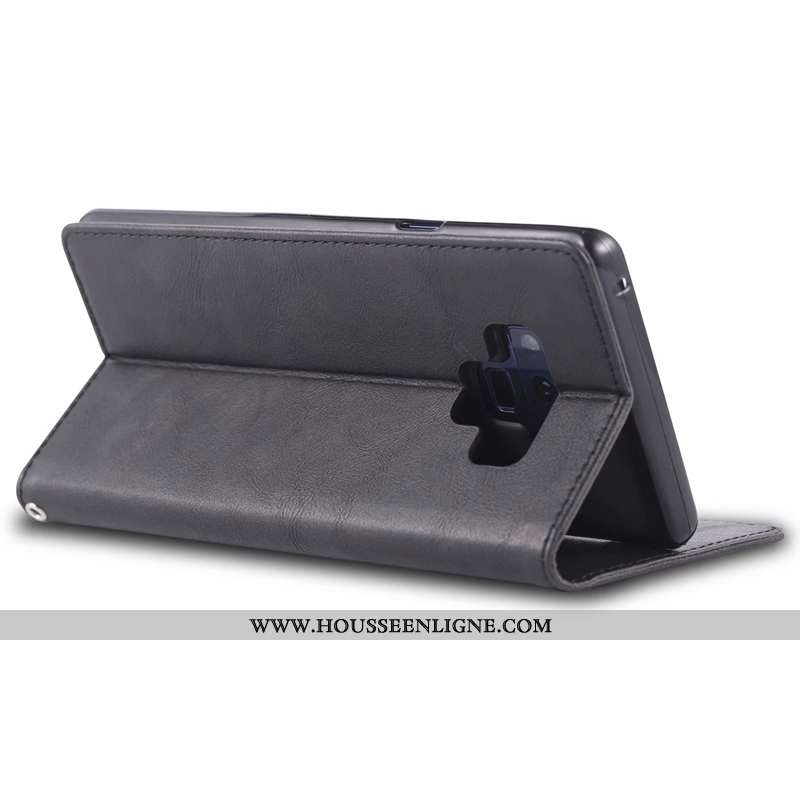 Coque Samsung Galaxy Note 9 Cuir Silicone Étoile Étui Incassable Clamshell Marron