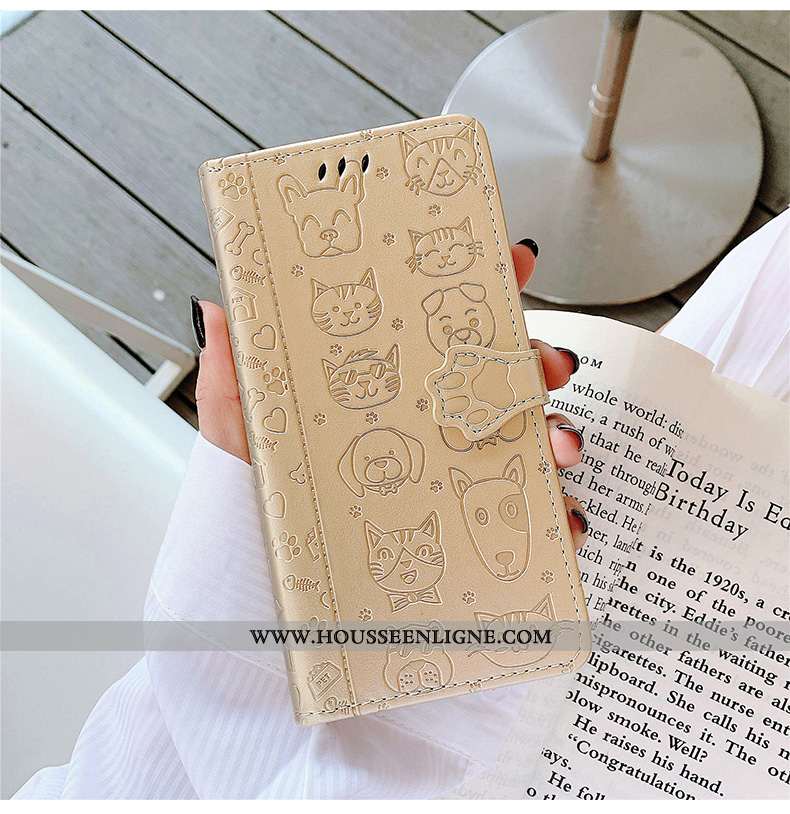 Coque Samsung Galaxy Note 9 Dessin Animé Tendance Chiens Étui Téléphone Portable Cuir Protection Ros