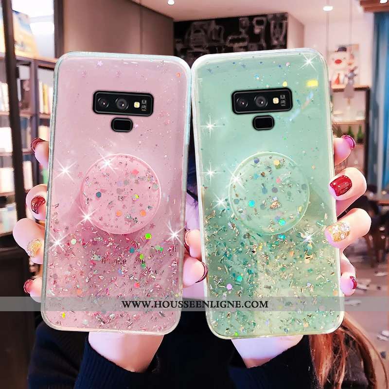 Coque Samsung Galaxy Note 9 Protection Transparent Étui Légères Net Rouge Légère Quicksand Rose