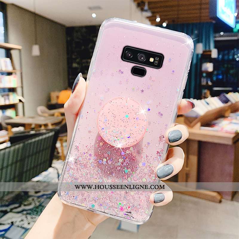Coque Samsung Galaxy Note 9 Protection Transparent Étui Légères Net Rouge Légère Quicksand Rose