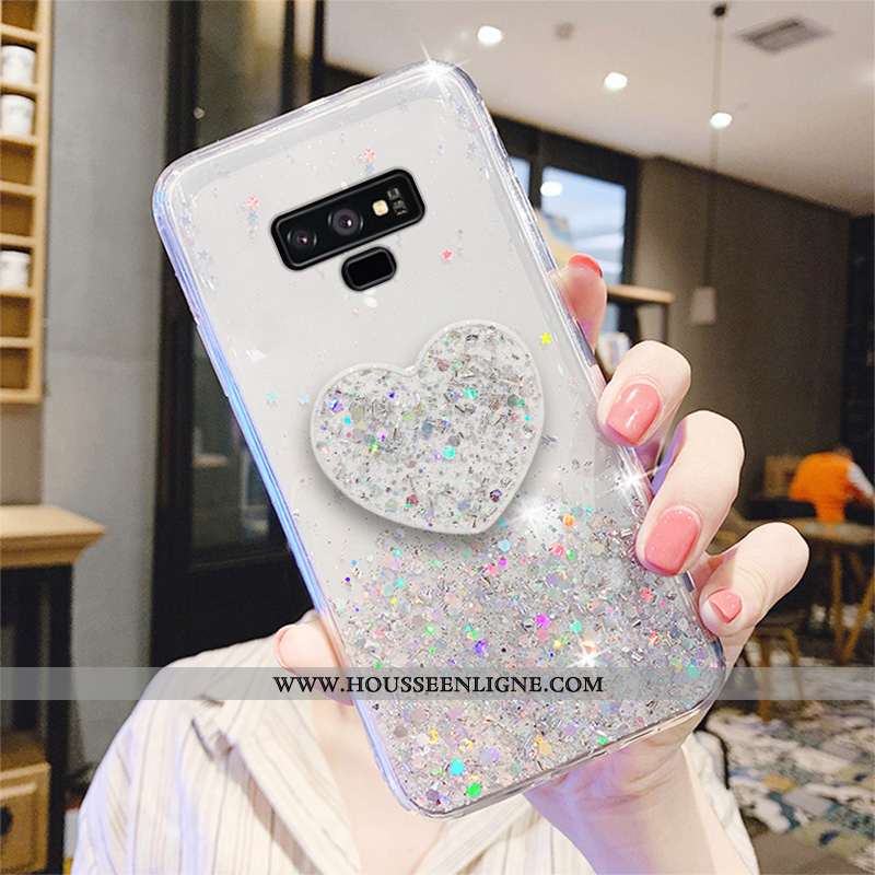 Coque Samsung Galaxy Note 9 Protection Transparent Étui Légères Net Rouge Légère Quicksand Rose