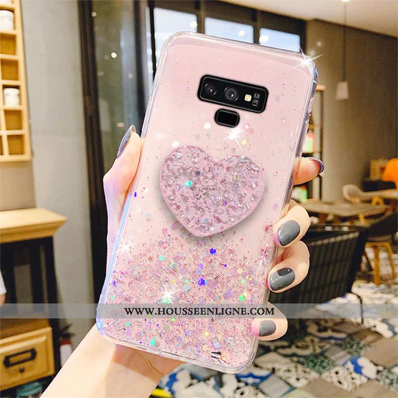 Coque Samsung Galaxy Note 9 Protection Transparent Étui Légères Net Rouge Légère Quicksand Rose