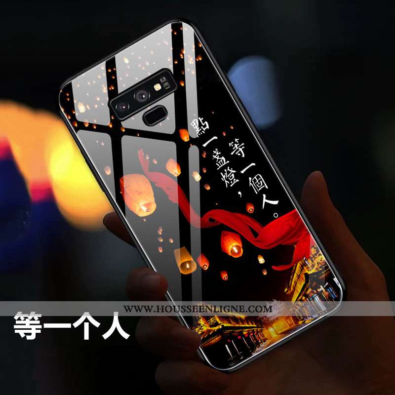 Coque Samsung Galaxy Note 9 Protection Verre Vent Personnalité Téléphone Portable Étoile Étui Rouge