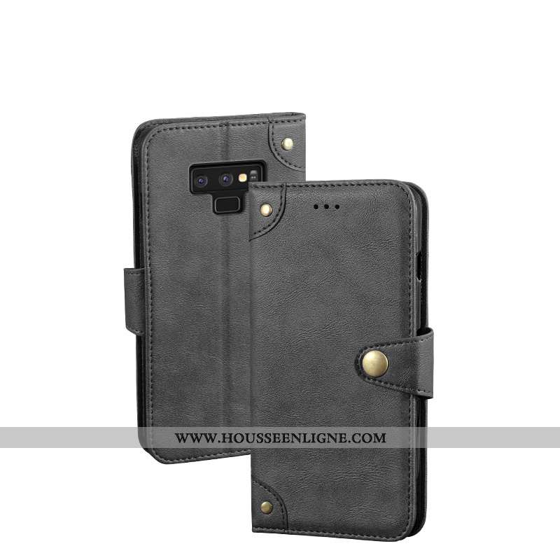 Coque Samsung Galaxy Note 9 Silicone Protection Bordure Téléphone Portable Clamshell Noir Vintage