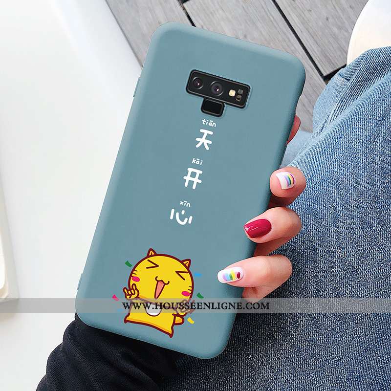 Coque Samsung Galaxy Note 9 Ultra Tendance Chat Étui Dessin Animé Tout Compris Bleu