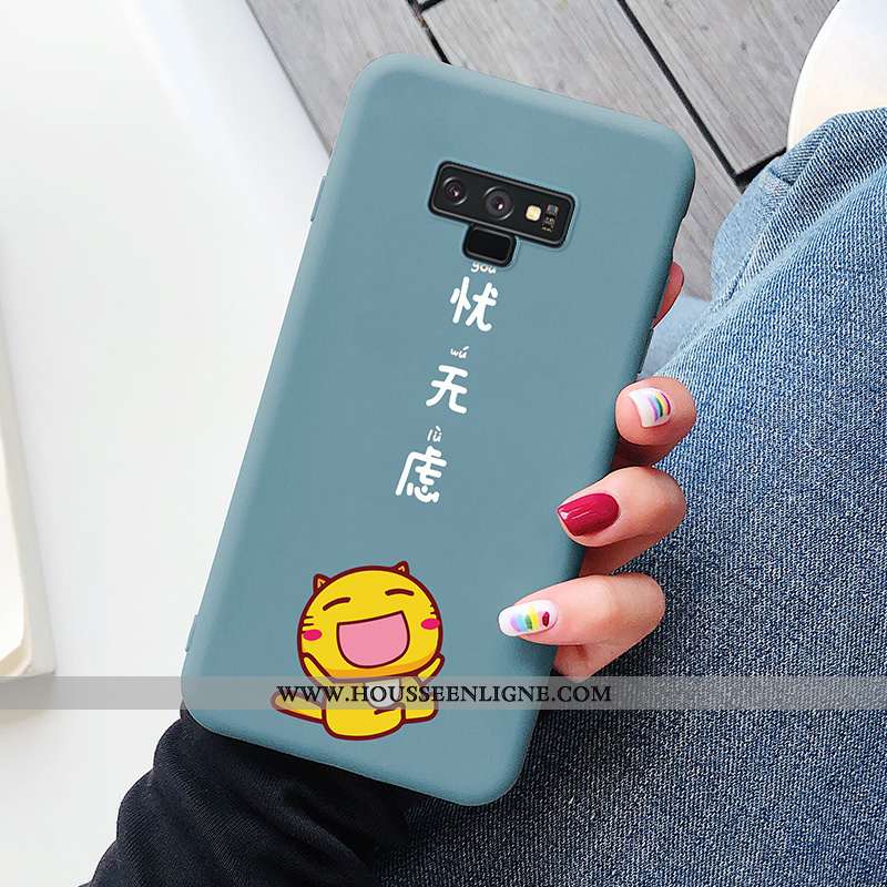 Coque Samsung Galaxy Note 9 Ultra Tendance Chat Étui Dessin Animé Tout Compris Bleu