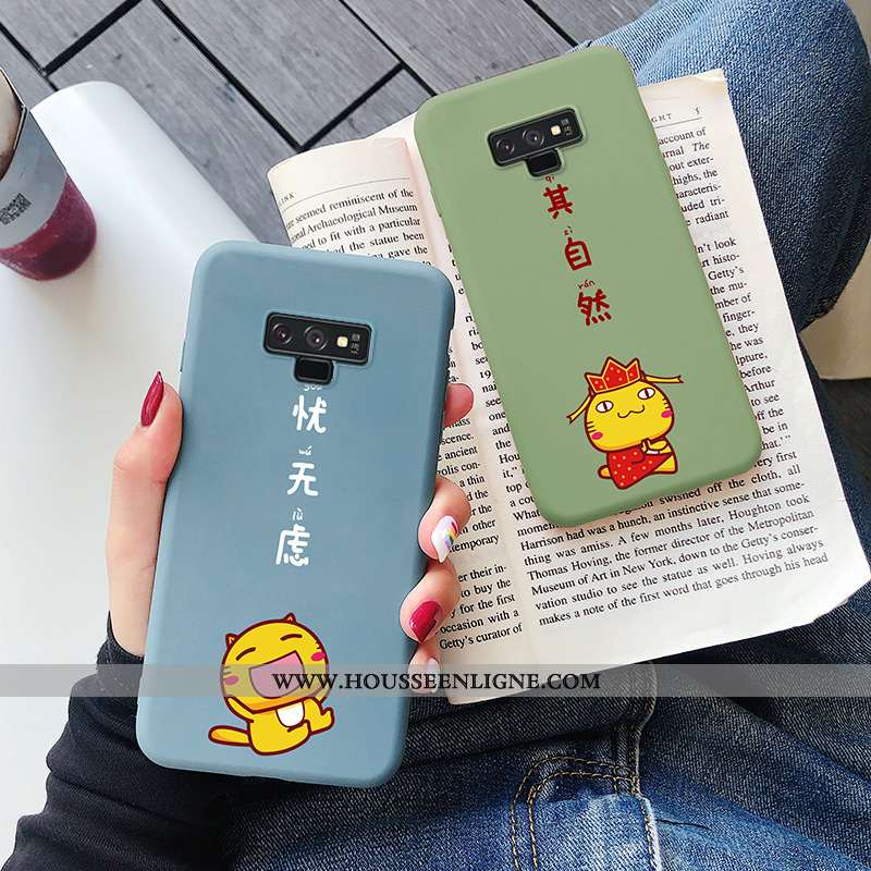 Coque Samsung Galaxy Note 9 Ultra Tendance Chat Étui Dessin Animé Tout Compris Bleu