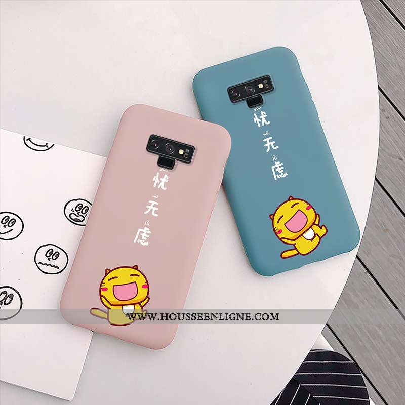 Coque Samsung Galaxy Note 9 Ultra Tendance Chat Étui Dessin Animé Tout Compris Bleu