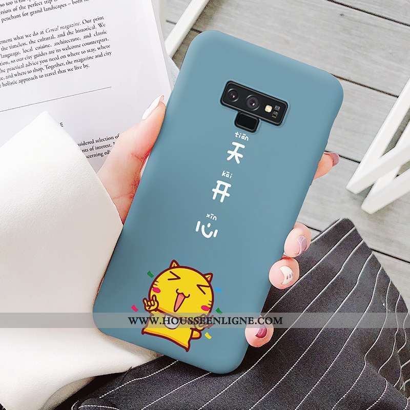 Coque Samsung Galaxy Note 9 Ultra Tendance Chat Étui Dessin Animé Tout Compris Bleu