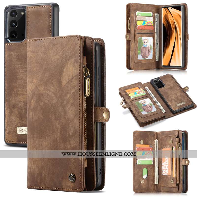 Coque Samsung Galaxy Note20 Cuir Étoile Étui Rouge Téléphone Portable Housse