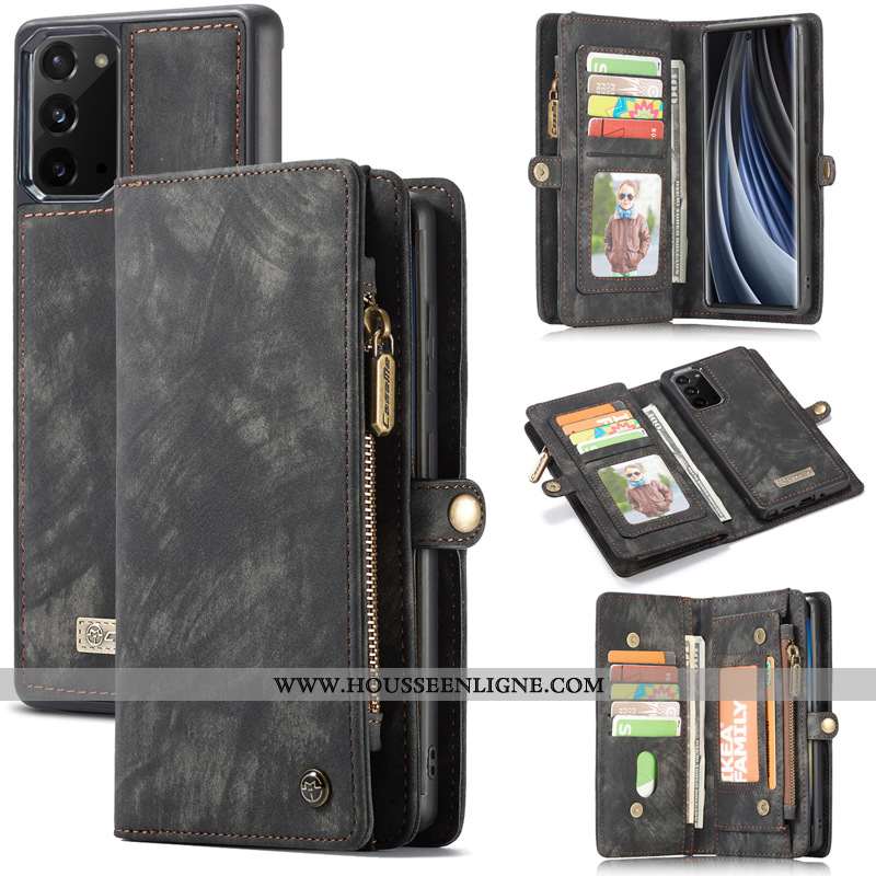 Coque Samsung Galaxy Note20 Cuir Étoile Étui Rouge Téléphone Portable Housse