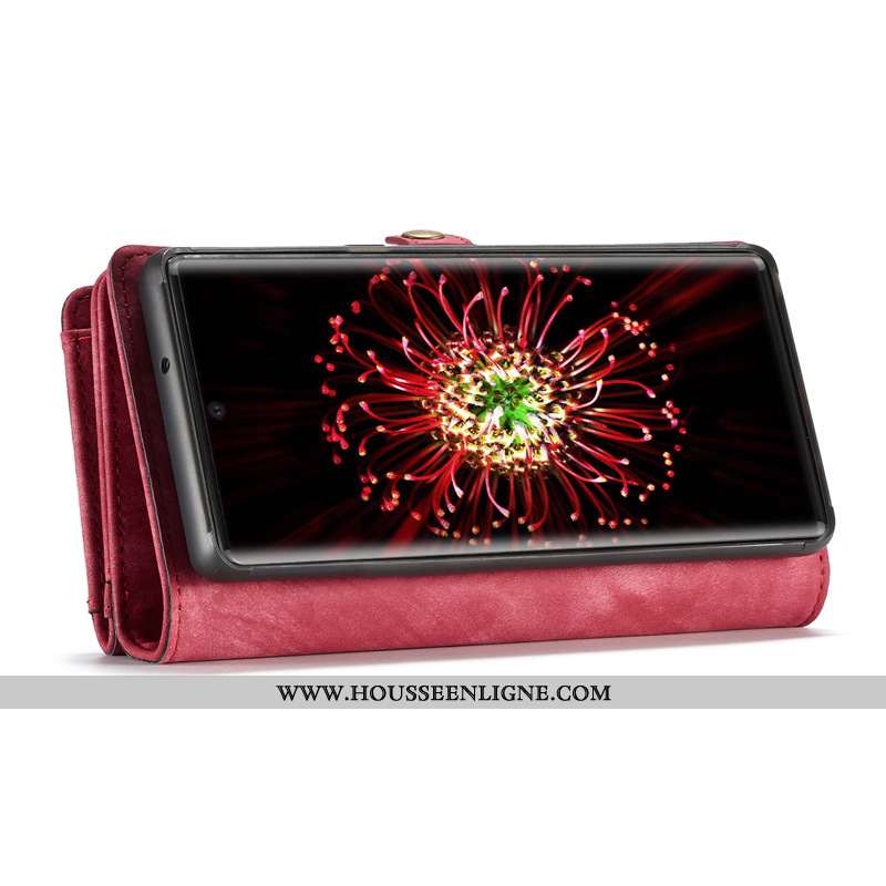 Coque Samsung Galaxy Note20 Cuir Étoile Étui Rouge Téléphone Portable Housse