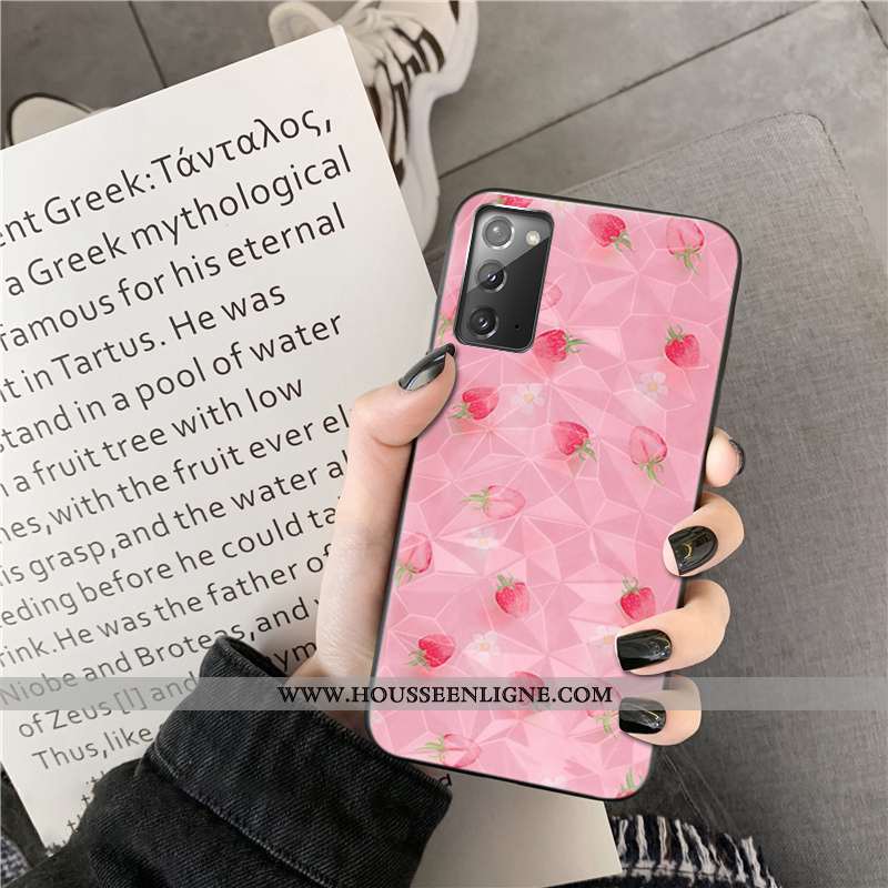 Coque Samsung Galaxy Note20 Fluide Doux Petit Étoile Blanc Incassable Fraise Blanche