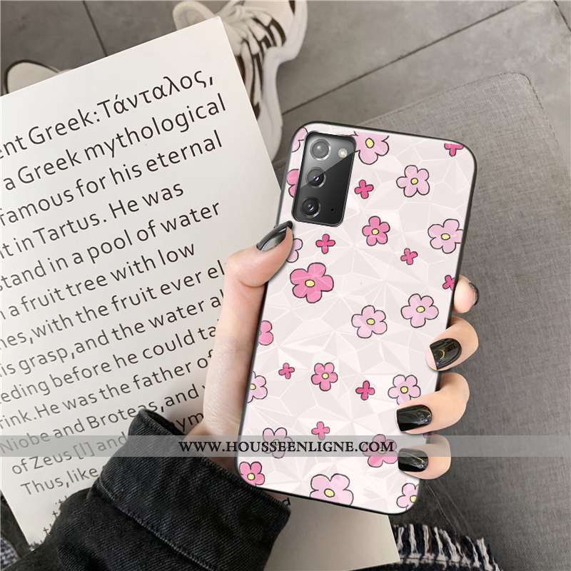 Coque Samsung Galaxy Note20 Fluide Doux Petit Étoile Blanc Incassable Fraise Blanche