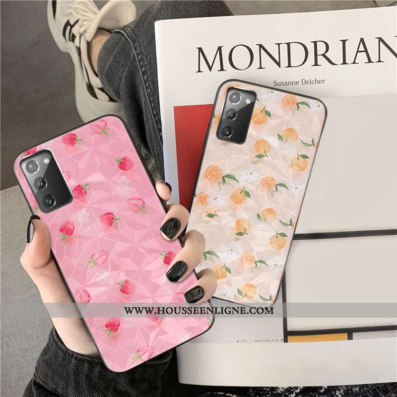 Coque Samsung Galaxy Note20 Fluide Doux Petit Étoile Blanc Incassable Fraise Blanche