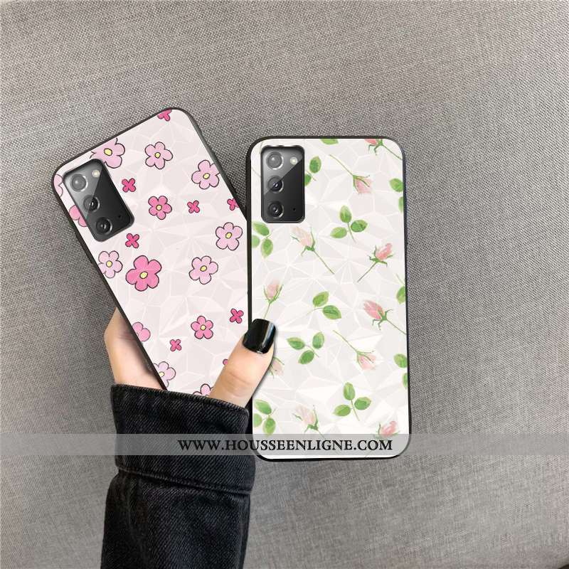 Coque Samsung Galaxy Note20 Fluide Doux Petit Étoile Blanc Incassable Fraise Blanche