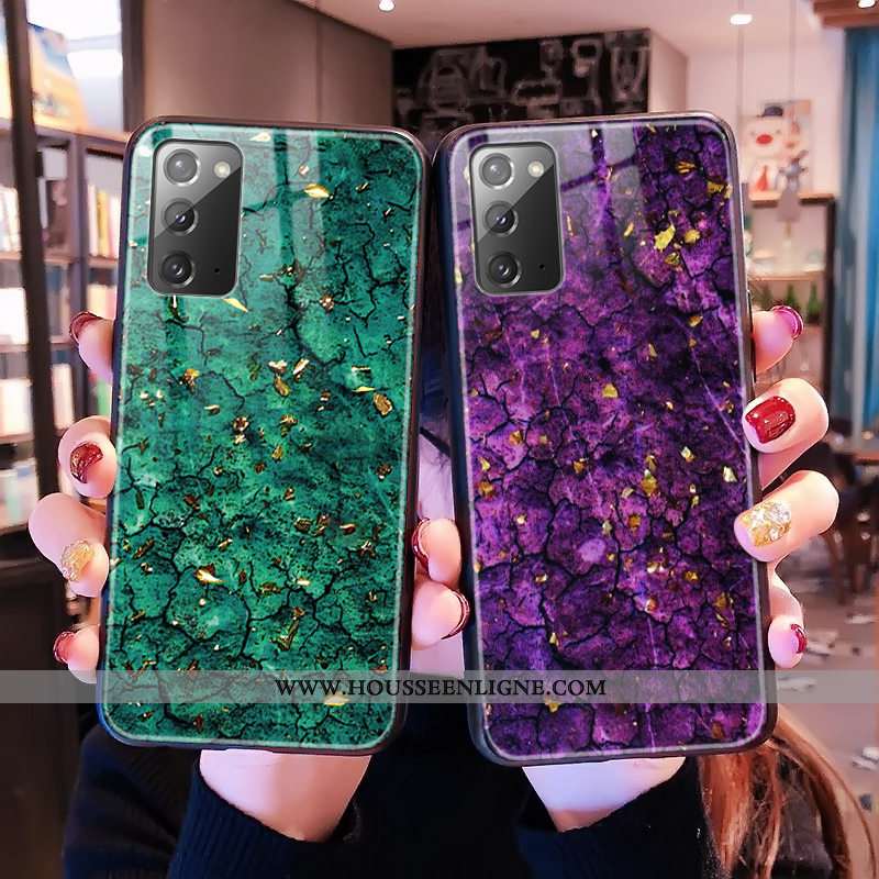 Coque Samsung Galaxy Note20 Modèle Fleurie Verre Vert Téléphone Portable Étoile Léopard Verte