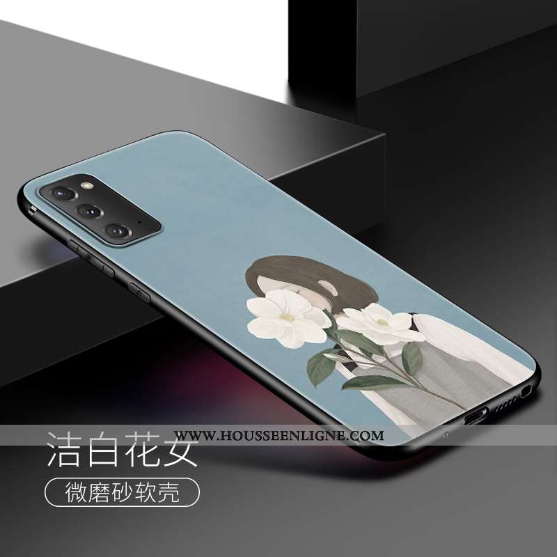 Coque Samsung Galaxy Note20 Silicone Délavé En Daim Cœur Fluide Doux Frais Étoile Bleu