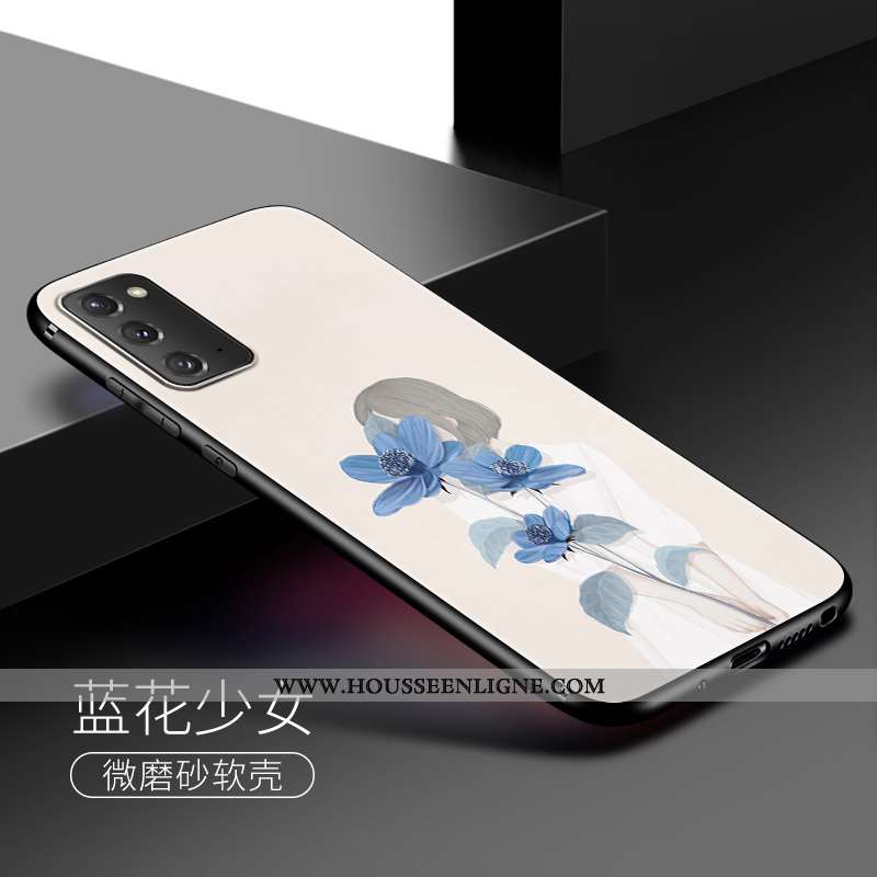 Coque Samsung Galaxy Note20 Silicone Délavé En Daim Cœur Fluide Doux Frais Étoile Bleu