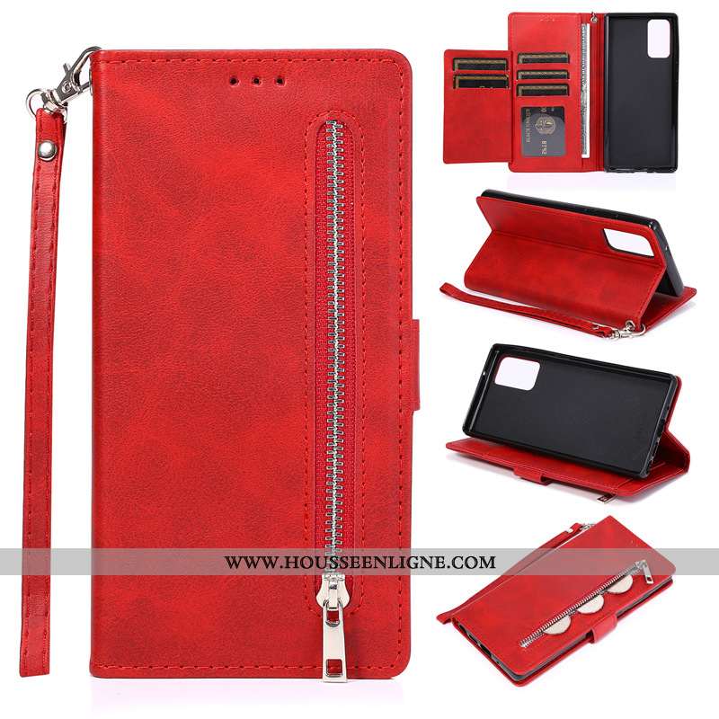 Coque Samsung Galaxy Note20 Ultra Cuir Étoile Téléphone Portable Étui Rouge