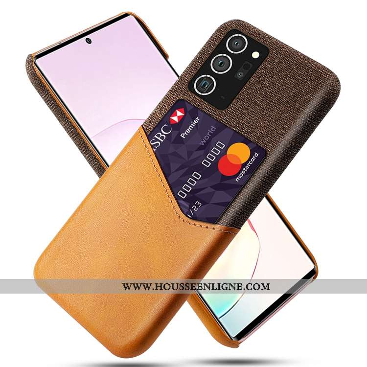 Coque Samsung Galaxy Note20 Ultra Délavé En Daim Carte Jaune Téléphone Portable Incassable Étoile
