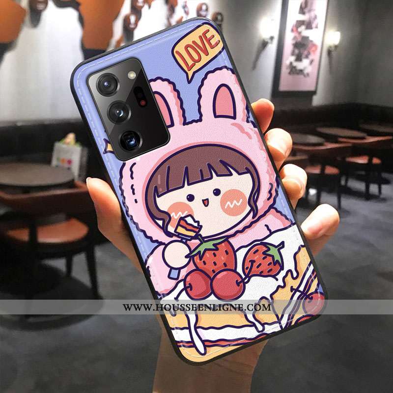 Coque Samsung Galaxy Note20 Ultra Gaufrage Dessin Animé Protection Dimensionnel Tout Compris Violet