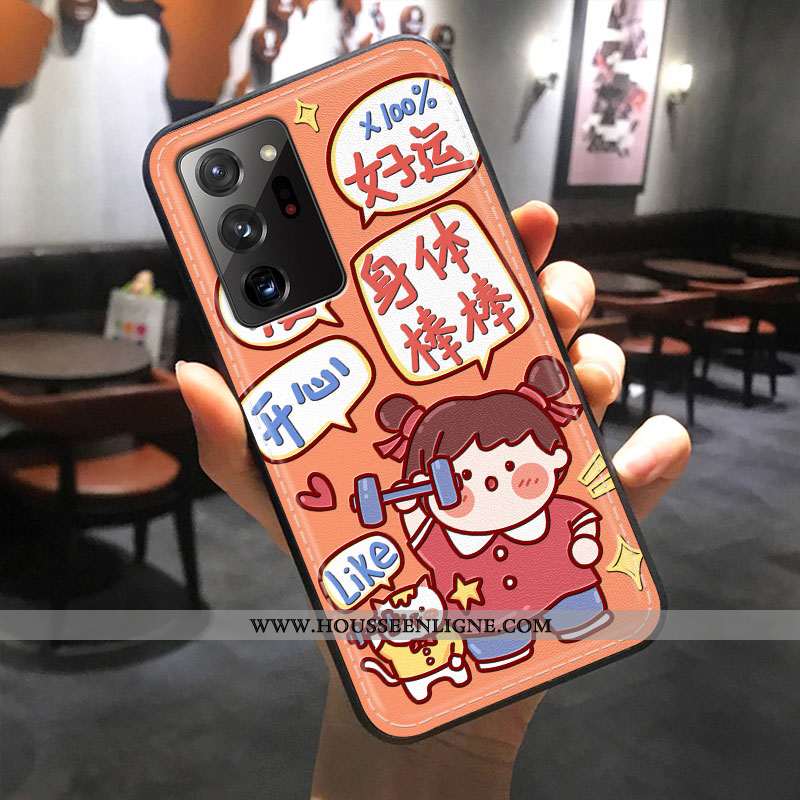 Coque Samsung Galaxy Note20 Ultra Gaufrage Dessin Animé Protection Dimensionnel Tout Compris Violet