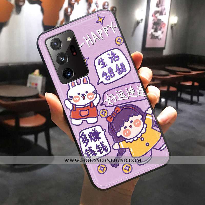 Coque Samsung Galaxy Note20 Ultra Gaufrage Dessin Animé Protection Dimensionnel Tout Compris Violet