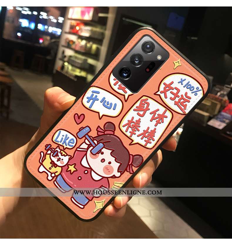Coque Samsung Galaxy Note20 Ultra Gaufrage Dessin Animé Protection Dimensionnel Tout Compris Violet
