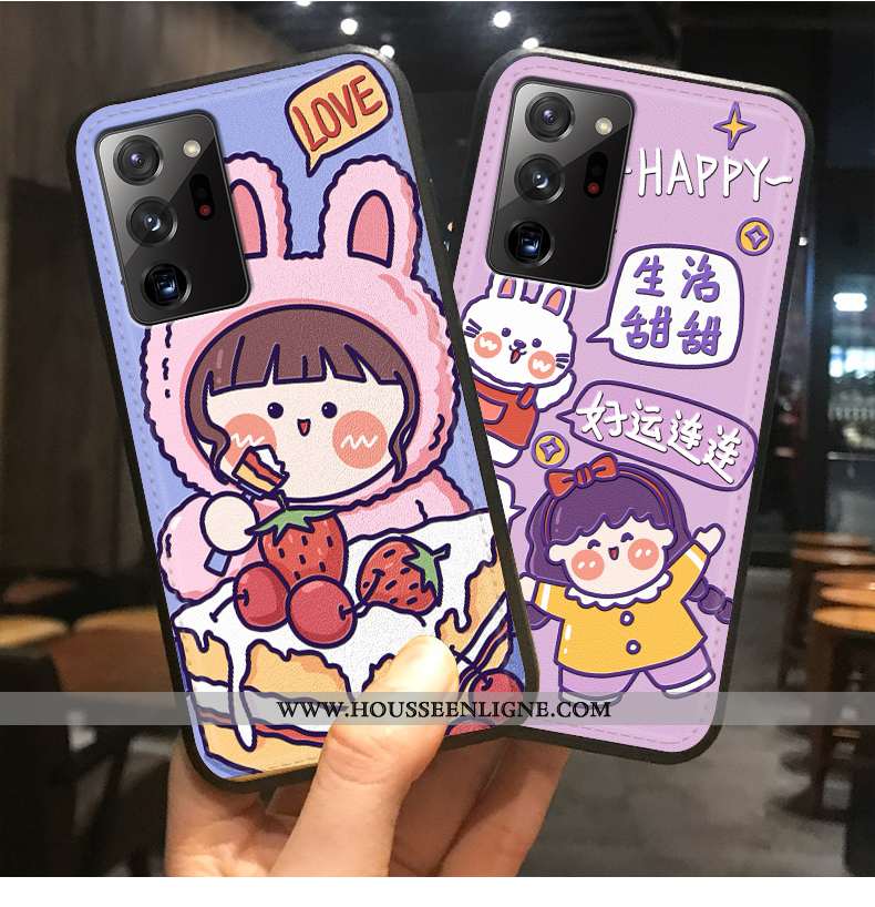 Coque Samsung Galaxy Note20 Ultra Gaufrage Dessin Animé Protection Dimensionnel Tout Compris Violet