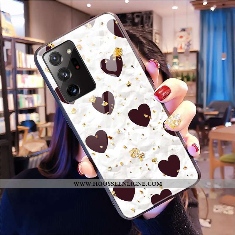 Coque Samsung Galaxy Note20 Ultra Mode Verre Léopard Étoile Téléphone Portable Étui Blanche