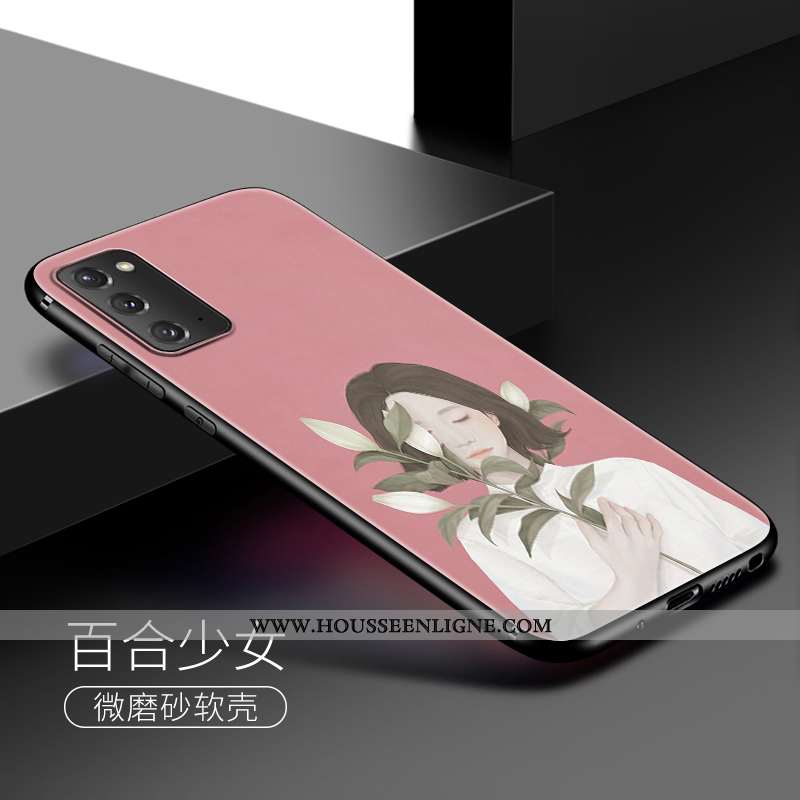 Coque Samsung Galaxy Note20 Ultra Silicone Délavé En Daim Fluide Doux Frais Rose Tout Compris Étoile