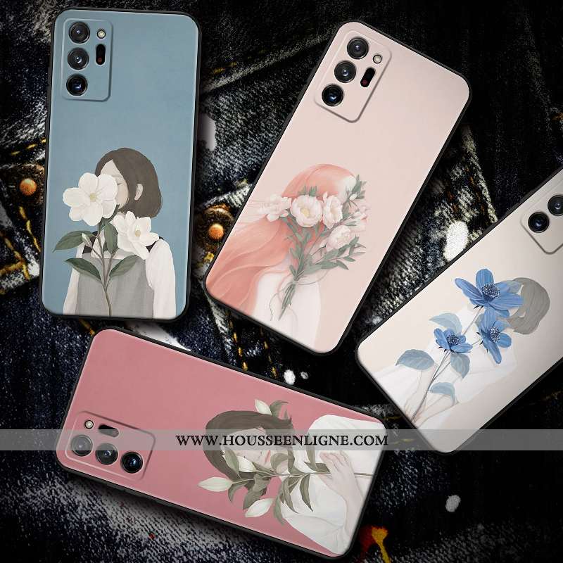 Coque Samsung Galaxy Note20 Ultra Silicone Délavé En Daim Fluide Doux Frais Rose Tout Compris Étoile