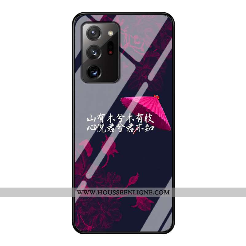 Coque Samsung Galaxy Note20 Ultra Verre Créatif Étui Téléphone Portable Protection Violet Incassable