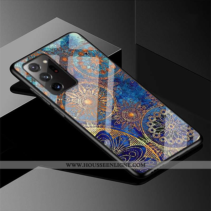 Coque Samsung Galaxy Note20 Ultra Verre Créatif Étui Téléphone Portable Protection Violet Incassable