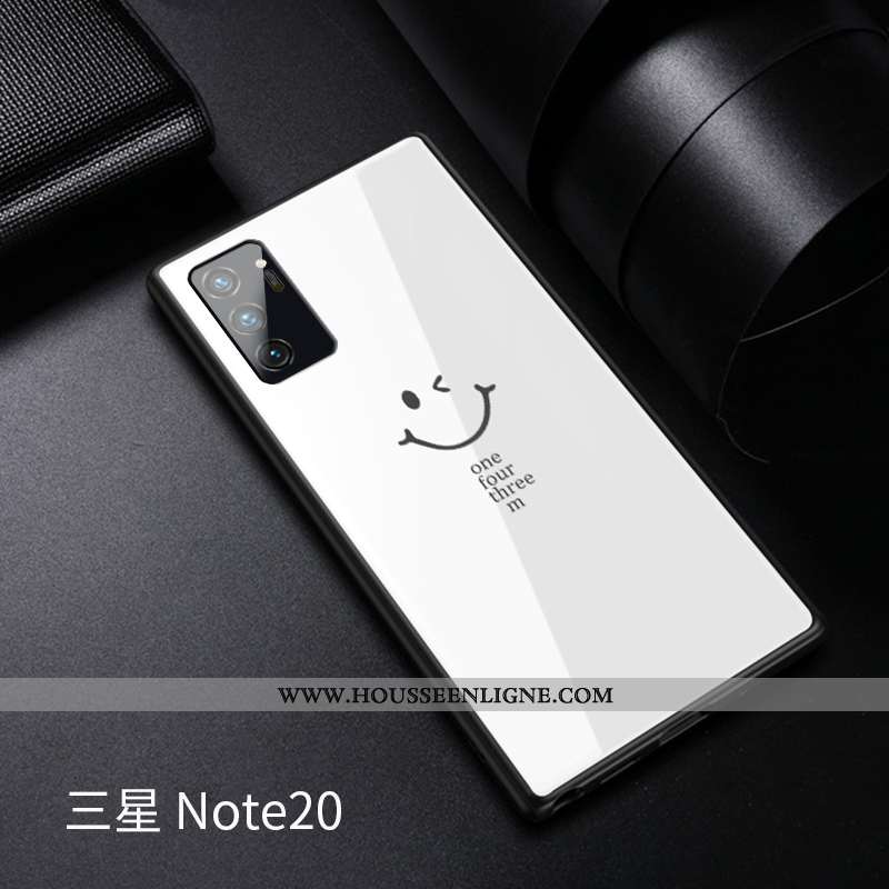 Coque Samsung Galaxy Note20 Verre Personnalité Tempérer Amoureux Blanc Étui Blanche