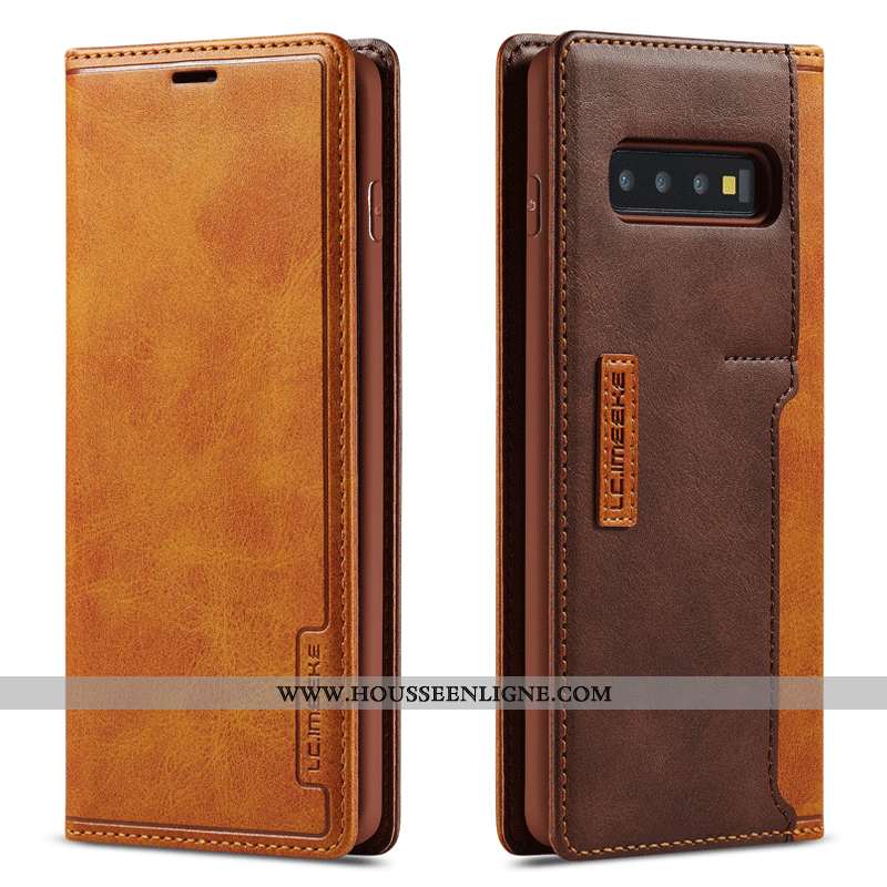 Coque Samsung Galaxy S10 Cuir Véritable Housse Rouge Téléphone Portable Tempérer Tout Compris