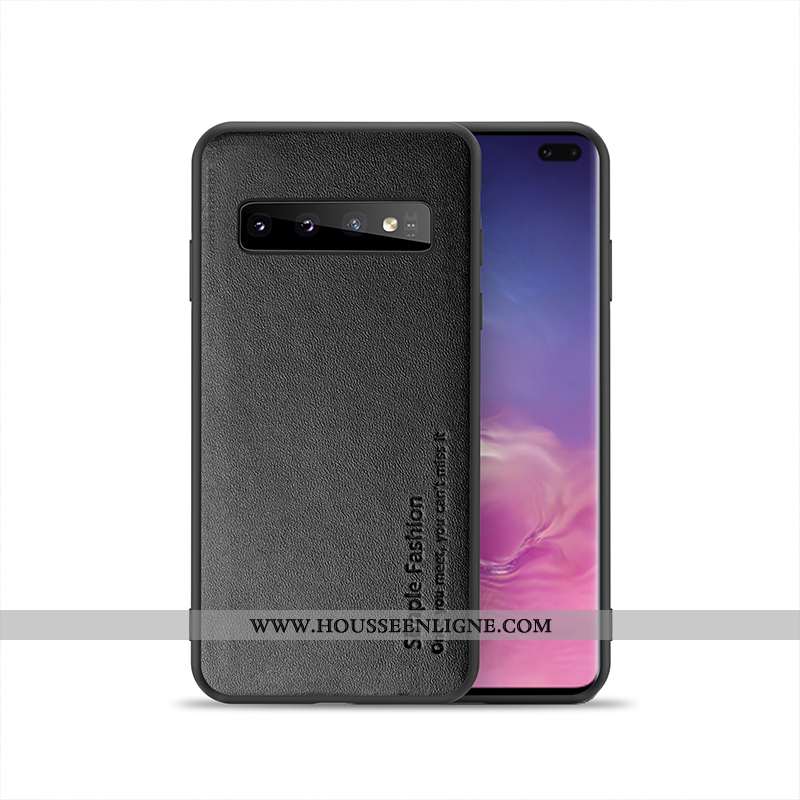 Coque Samsung Galaxy S10 Cuir Véritable Noir Téléphone Portable Étoile Membrane Étui Tout Compris