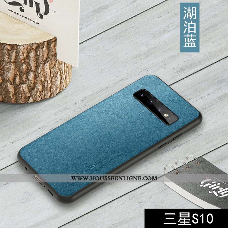 Coque Samsung Galaxy S10 Cuir Véritable Noir Téléphone Portable Étoile Membrane Étui Tout Compris