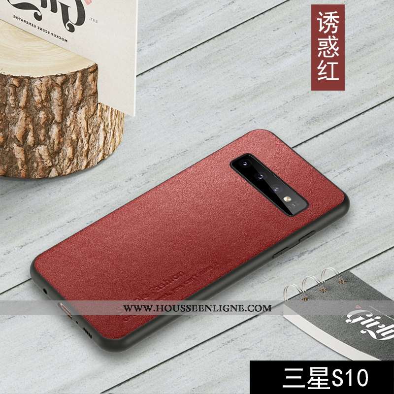 Coque Samsung Galaxy S10 Cuir Véritable Noir Téléphone Portable Étoile Membrane Étui Tout Compris
