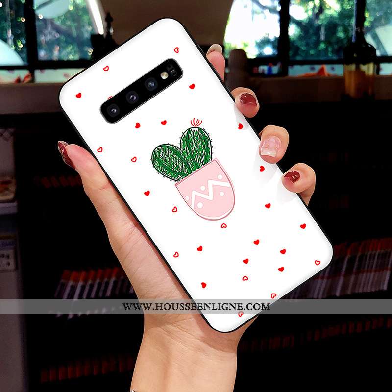 Coque Samsung Galaxy S10 Dessin Animé Fluide Doux Étui Frais Protection Étoile Blanche