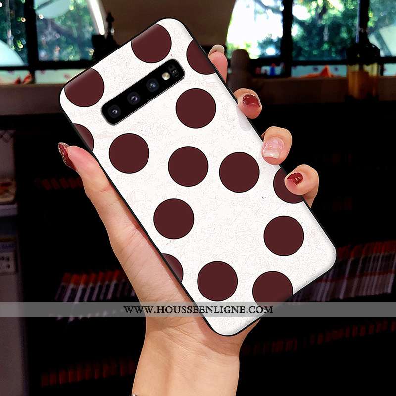 Coque Samsung Galaxy S10 Dessin Animé Fluide Doux Étui Frais Protection Étoile Blanche