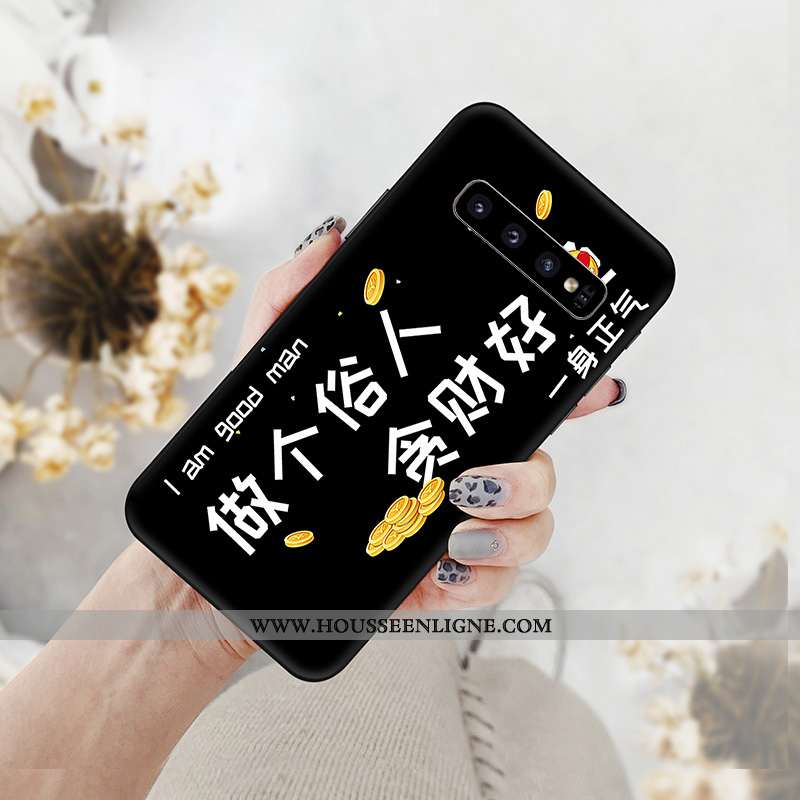 Coque Samsung Galaxy S10+ Dessin Animé Tendance Téléphone Portable Blanc Pu Étoile Blanche