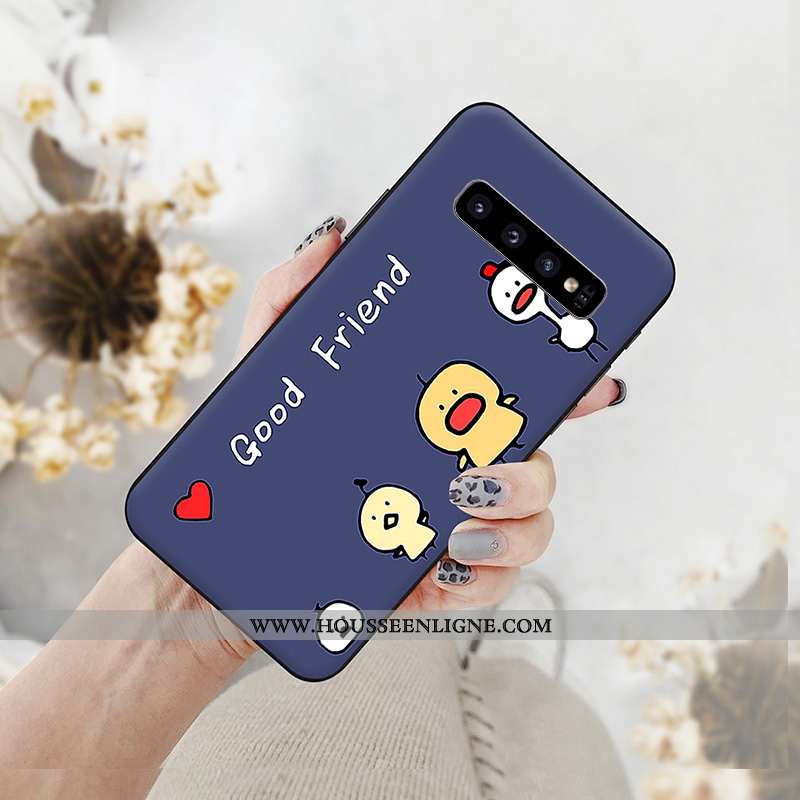 Coque Samsung Galaxy S10+ Dessin Animé Tendance Téléphone Portable Blanc Pu Étoile Blanche
