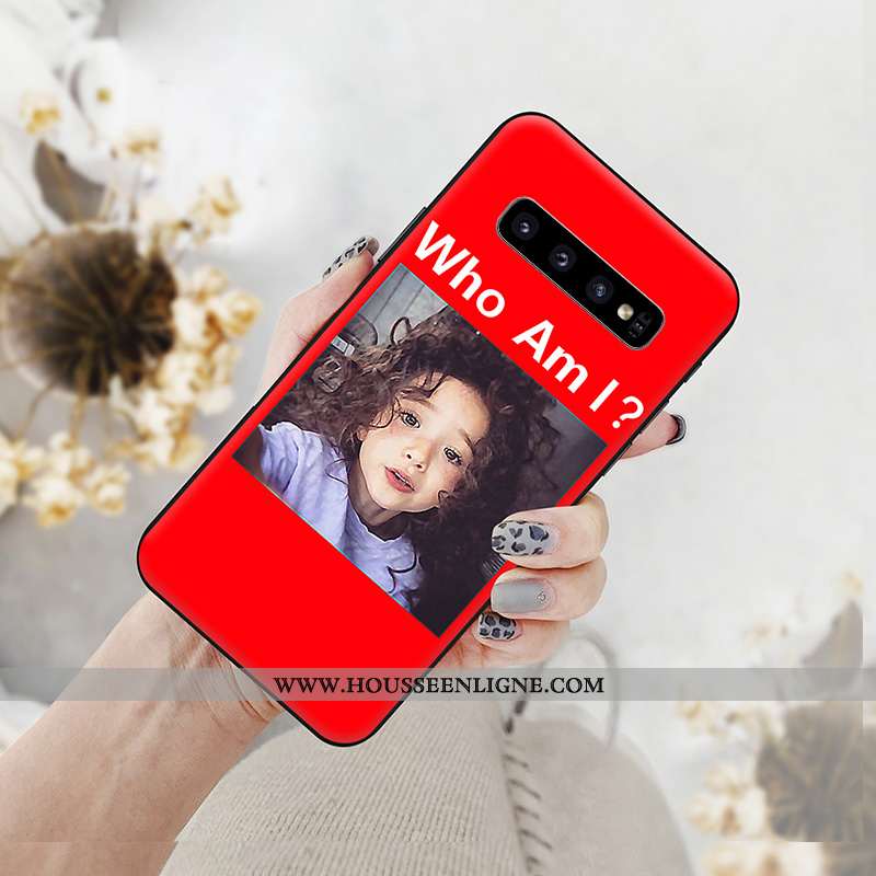 Coque Samsung Galaxy S10+ Dessin Animé Tendance Téléphone Portable Blanc Pu Étoile Blanche
