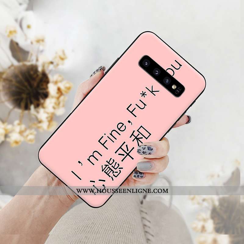 Coque Samsung Galaxy S10+ Dessin Animé Tendance Téléphone Portable Blanc Pu Étoile Blanche