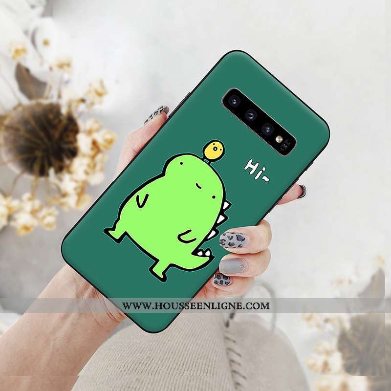 Coque Samsung Galaxy S10+ Dessin Animé Tendance Téléphone Portable Blanc Pu Étoile Blanche