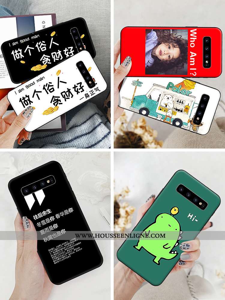 Coque Samsung Galaxy S10+ Dessin Animé Tendance Téléphone Portable Blanc Pu Étoile Blanche