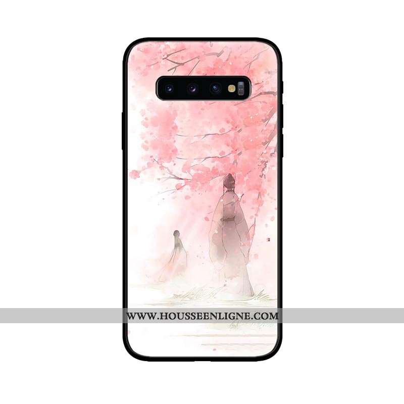Coque Samsung Galaxy S10 Délavé En Daim Tendance Bleu Marin Amoureux Fluide Doux Étoile Téléphone Po
